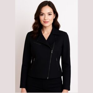 Eileen Fisher Black Asymmetrical Zip Jacket